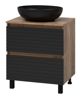 Напольная тумба под раковину Brevita Dakota DAK-07060-19/02-2Я 60см дуб Галифакс олово/чёрный